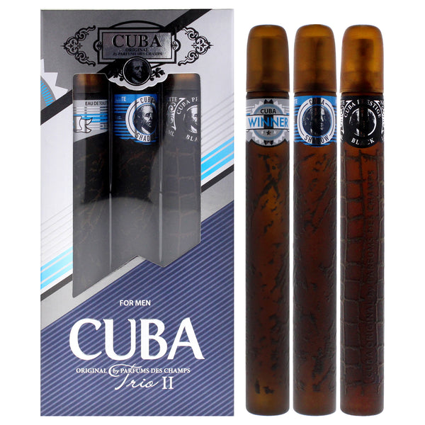 Cuba Cuba Trio 2 by Cuba for Men - 3 Pc Gift Set 1.17oz Cuba Winner EDT Spray, 1.17oz Cuba Shadow EDT Spray, 1.17oz Cuba Prestige Black EDT Spray