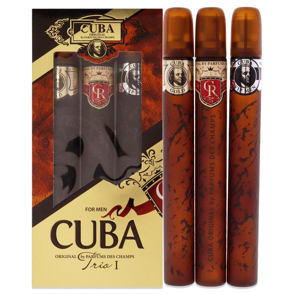 Cuba Cuba Trio 1 by Cuba for Men - 3 Pc Gift Set 1.17oz Cuba Gold EDT Spray, 1.17oz Cuba Royal EDT Spray, 1.17oz Cuba VIP EDT Spray