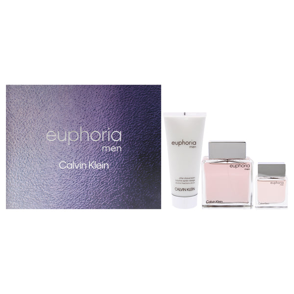 Calvin Klein Euphoria by Calvin Klein for Men - 3 Pc Gift Set 3.3oz EDT Spray, 0.5oz EDT Splash, 3.3oz After Shave Balm