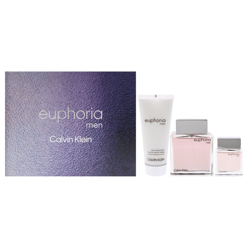 Calvin Klein Euphoria by Calvin Klein for Men - 3 Pc Gift Set 3.3oz EDT Spray, 0.5oz EDT Splash, 3.3oz After Shave Balm