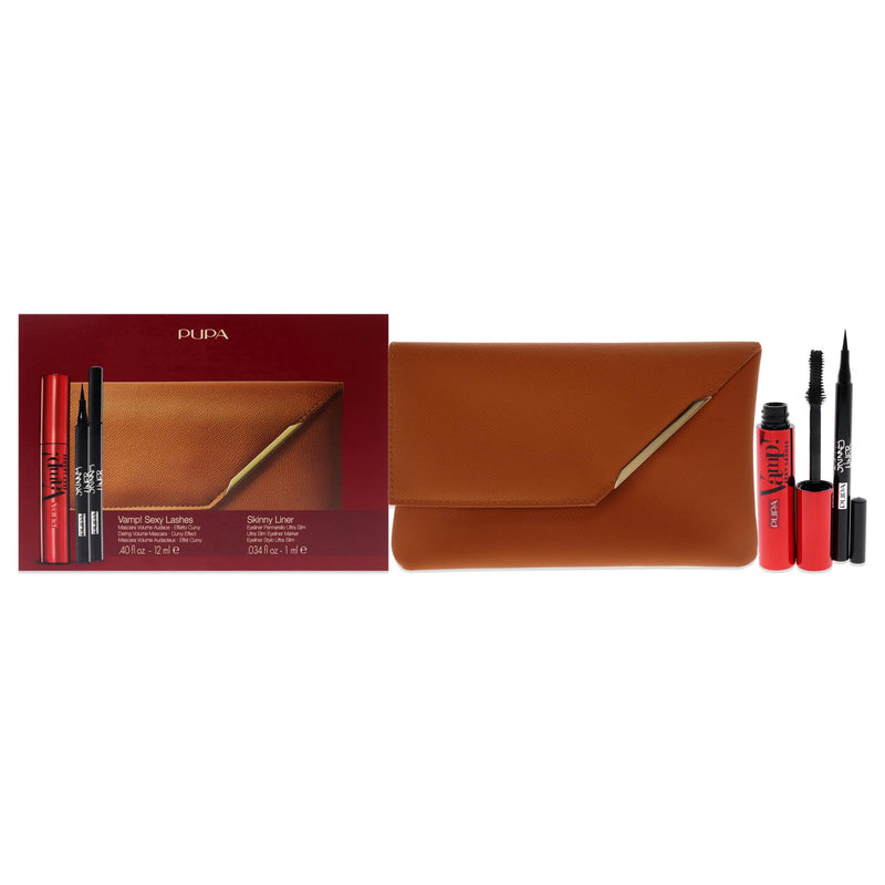 Pupa Milano Vamp! Sexy Lashes and Skinny Liner Set by Pupa Milano for Women - 3 Pc 0.40oz Vamp! Sexy Lashes Mascara - 011 Black, 0.034oz Skinny Liner, Handy Bag