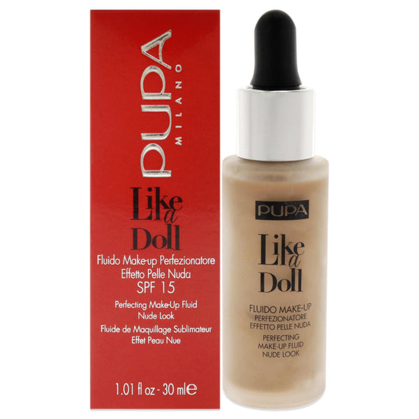 Pupa Milano Like A Doll Perfecting Make-Up Fluid Nude Look Foundation SPF 15 - 050 Sand by Pupa Milano for Women - 1.01 oz Foundation