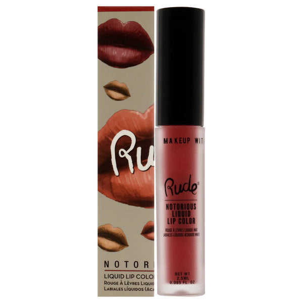 Rude Cosmetics Notorious Liquid Lip Color - Radical Red by Rude Cosmetics for Women - 0.1 oz Lipstick