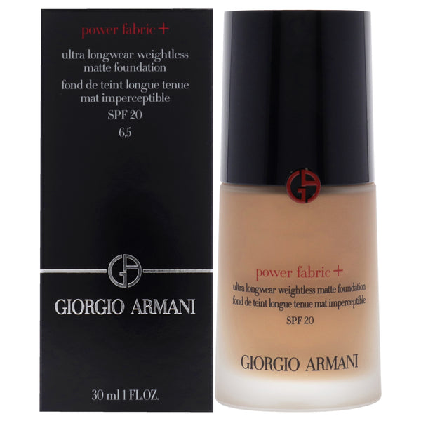 Giorgio Armani Power Fabric Plus Ultra Longwear Matte Foundation SPF 20 - 6.5 Medium To Tan With Peach by Giorgio Armani for Women - 1 oz Foundation