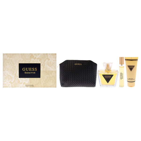 Guess Guess Seductive by Guess for Women - 4 Pc Gift Set 2.5oz EDT Spray, 0.5oz EDT Spray, 3.4oz Body Lotion, Pouch