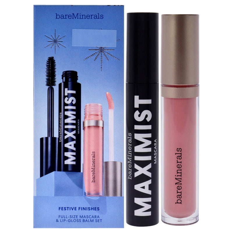 BareMinerals Festive Finished Set by bareMinerals for Women - 2 Pc 0.3oz Maximist Phyto-Fiber Volumizing Mascara - Maximum Black, 0.13oz Mineralist Lip Gloss-Balm - Serenity