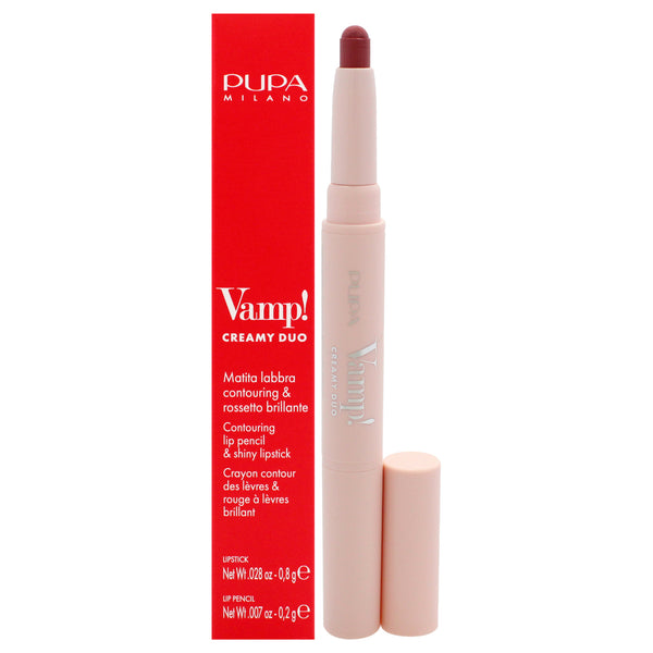 Pupa Milano Vamp! Creamy Duo Contouring Lip Pencil and Shiny Lipstick - 008 Vintage Rose by Pupa Milano for Women - 0.035 oz Makeup