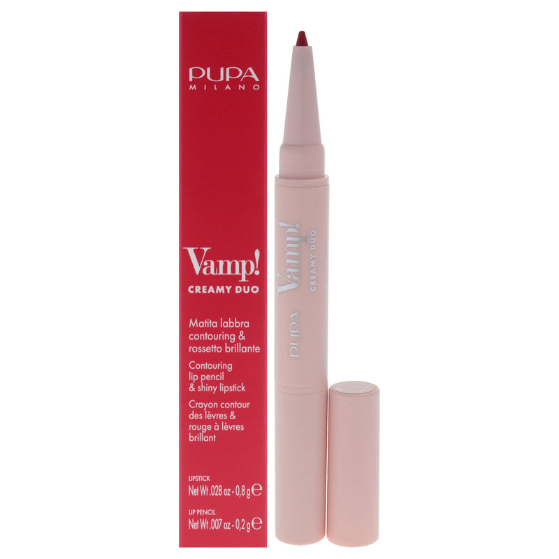 Pupa Milano Vamp! Creamy Duo Contouring Lip Pencil and Shiny Lipstick - 011 Orange Red by Pupa Milano for Women -0.035 oz Makeup