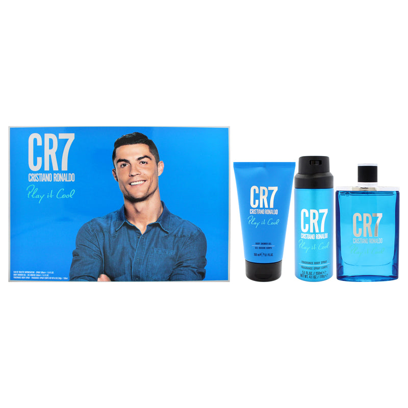 Cristiano Ronaldo Play It Cool by Cristiano Ronaldo for Men - 3 Pc Gift Set 3.4oz EDT Spray, 5.1oz Shower Gel, 4.1oz Body Spray
