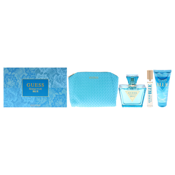 Guess Guess Seductive Blue by Guess for Women - 4 Pc Gift Set 2.5oz EDT Spray, 0.5oz EDT Spray, 3.4oz Body Lotion, Pouch