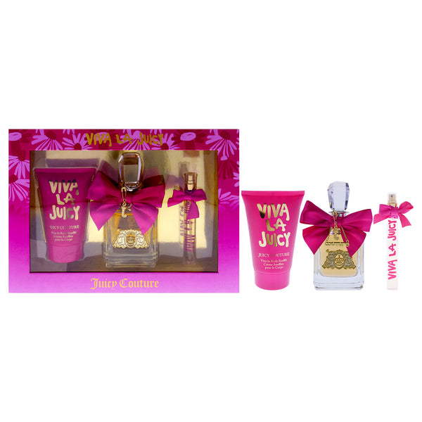 Juicy Couture Viva La Juicy by Juicy Couture for Women - 3 Pc Gift Set 3.4oz EDP Spray, 0.33oz EDP Spray, 4.2oz Body Souffle