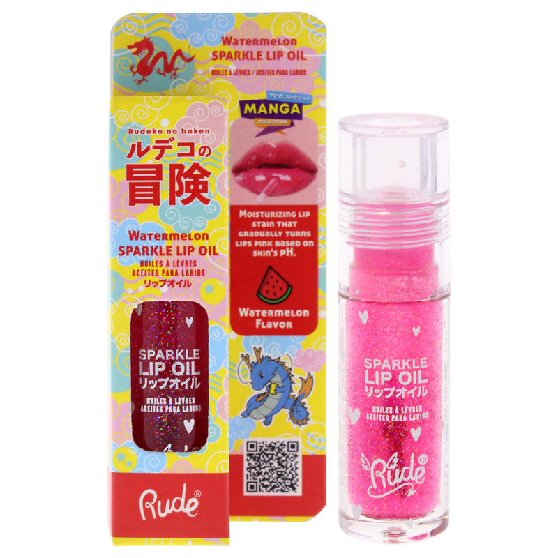 Rude Cosmetics Manga Collection Manga Sparkle Lip Oil - Watermelon by Rude Cosmetics for Women - 0.14 oz Lip Oil