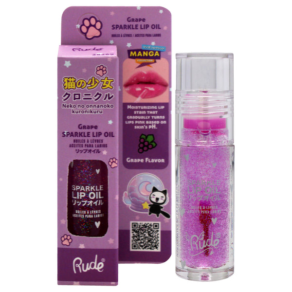 Rude Cosmetics Manga Collection Sparkle Lip Oil - Grape by Rude Cosmetics for Women - 0.14 oz Lip Oil