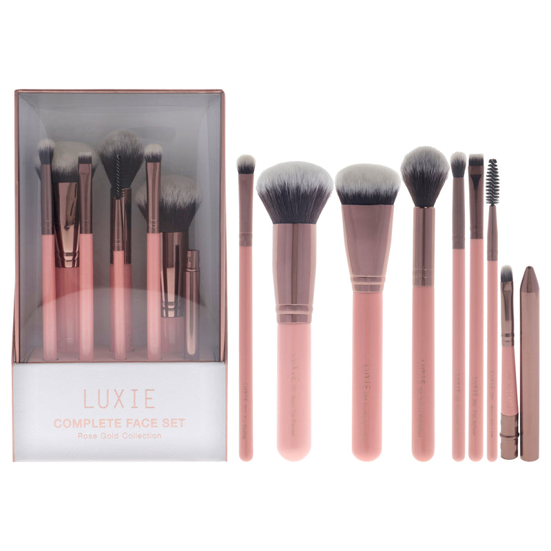 Luxie Rose Gold Complete Face Brush Set by Luxie for Women - 8 Pc Brush