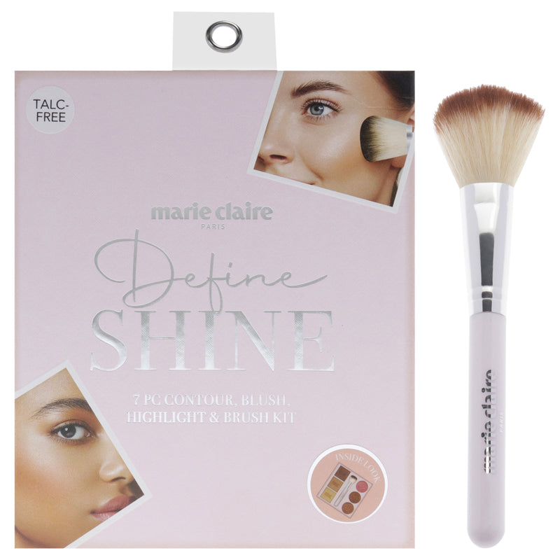 Marie Claire Define Shine Face Palette by Marie Claire for Women - 7 Pc 0.19oz Blush, 2 x 0.19oz Highlighters, 3 x 0.26oz Contour, Contour Brush