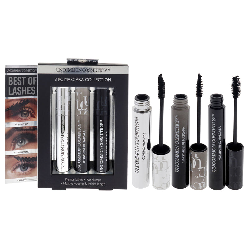Uncommon Cosmetics Best Of Lashes Mascara Collection Set by Uncommon Cosmetics for Women - 3 Pc 0.27oz Lengthening Mascara, 0.27oz Volumizing Mascara, 0.27oz Curling Mascara