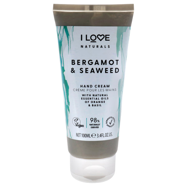 I Love Cosmetics Naturals Hand Cream - Bergamot and Seaweed by I Love Cosmetics for Women - 3.4 oz Cream