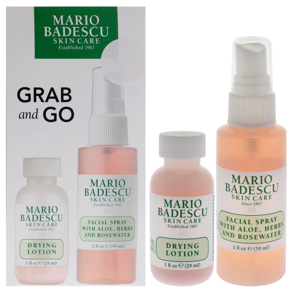 Mario Badescu Grab and Go Kit by Mario Badescu for Women - 2 Pc 1oz Drying Lotion, 2oz Facial Spray - Aloe, Herbs and Rosewater