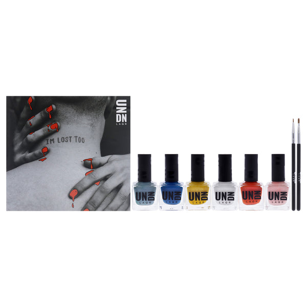 UNDN Glow Up Set by UNDN for Women - 6 Pc 0.5oz Nail Polish - 701 Yellow, 0.5oz Nail Polish - 301 White, 0.5oz Nail Polish - 601Orange, 0.5oz Nail Polish - 903 Blue, 0.5oz Nail Polish - 902 Blue, 0.5oz Nail Polish - 1101 Pink
