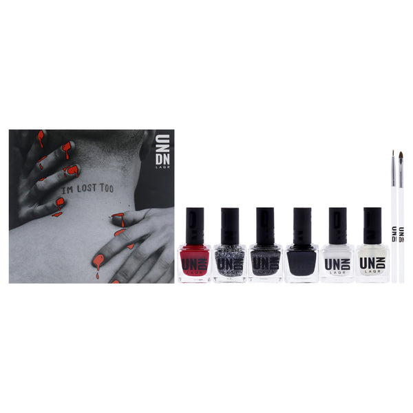 UNDN Houston Kit by UNDN for Women - 6 Pc 0.5oz Nail Polish - 101 Black, 0.5oz Nail Polish - 501 Pretty Dangerous, 0.5oz Nail Polish - 0201 Splatter, 0.5oz Nail Polish - 301 White, 0.5oz Nail Polish - 0210 After Dark Glitter, 0.5oz Nail Polish - 0102 Matt