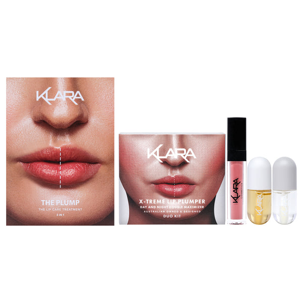 Klara The Plump Lip Care Treatment Kit by Klara for Women - 3 Pc 0.3oz Kiss Proof Liquid Matte Lipstick - 23 Provocative Pink, 0.2oz Lip Maximizer Day Plumper, 0.2oz Lip Care Night Treatment