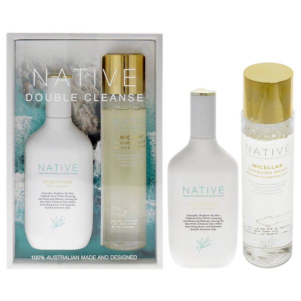 Klara Native Double Cleanse Kit by Klara for Women - 2 Pc 4.05oz Purifying Gel Cleanser, 6.76oz Native Micellar Water