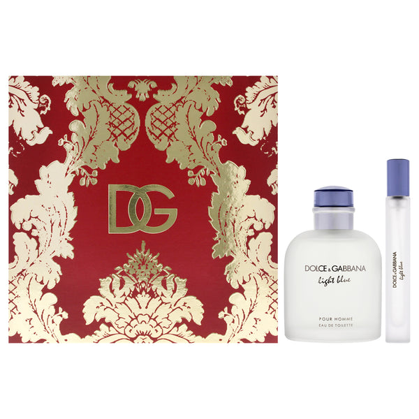 Dolce & Gabbana Light Blue by Dolce and Gabbana for Men - 2 Pc Gift Set 4.2oz EDT Spray, 0.33oz EDT Spray