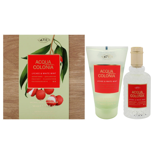Muelhens 4711 Acqua Colonia - Lychee and White Mint by Muelhens for Unisex - 2 Pc Gift Set 1.7oz EDC Spray, 2.5oz Shower Gel