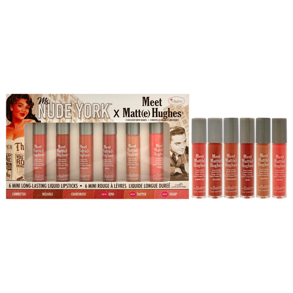 TheBalm Meet Matte Hughes Mini Long-Lasting Liquid Lipsticks Set by the Balm for Women - 6 Pc 0.04oz Lipstick - Commited, 0.04oz Lipstick - Reliable, 0.04oz Lipstick - Charismatic, 0.04oz Lipstick - Kind, 0.04oz Lipstick - Dapper, 0.04oz Lipstick - Sharp