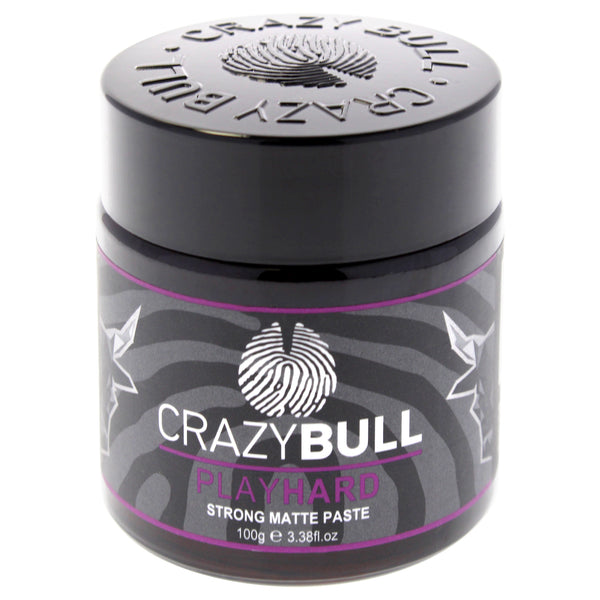 Crazy Bull Hair Play Hard Paste - Strong Matte by Crazy Bull Hair for Men - 3.38 oz Paste