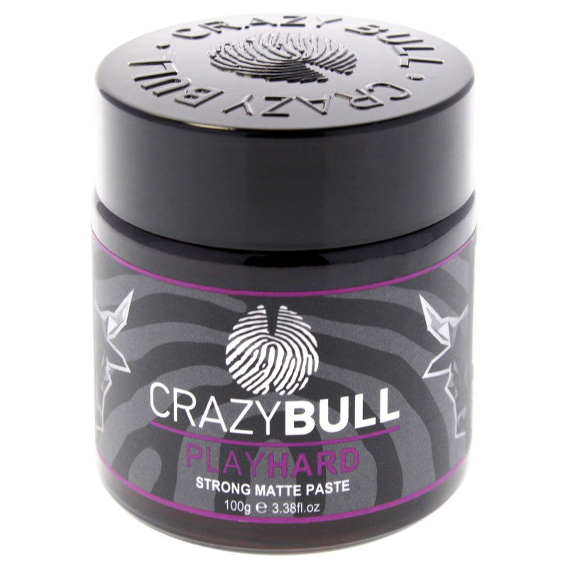 Crazy Bull Hair Play Hard Paste - Strong Matte by Crazy Bull Hair for Men - 3.38 oz Paste