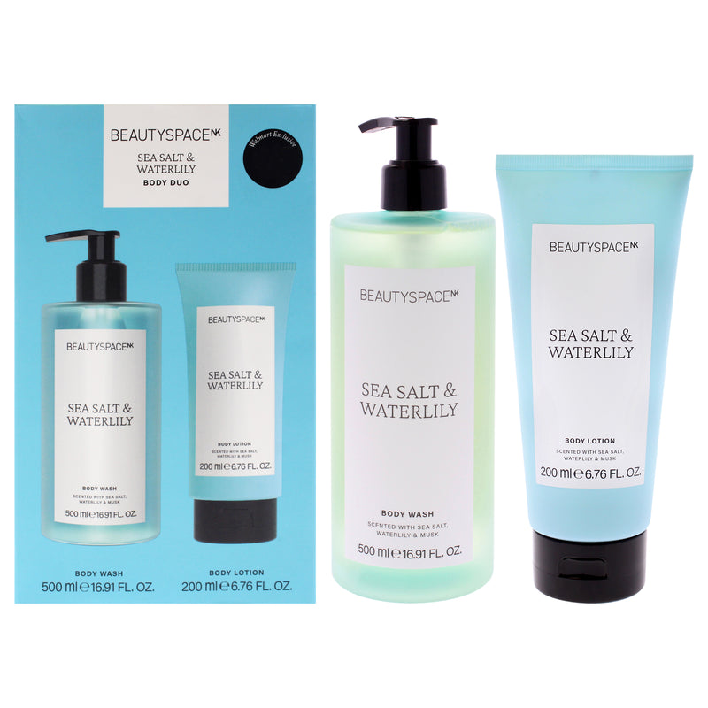BeautySpace Beauty Space Body Duo - Sea Salt and Waterlily by BeautySpace for Unisex - 2 Pc 16.91oz Body Wash , 6.76oz Body Lotion