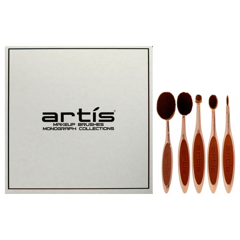 Artis Elite 5 Brush Set - Rose Gold by Artis for Women - 5 Pc Elite Collection Oval Brush 7 - Rose Gold, Elite Collection Oval Brush 6 - Rose Gold, Elite Collection Oval Brush 4 - Rose Gold, Elite Collection Linear Brush 1- Rose Gold, Elite Collection Cir