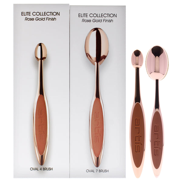 Artis Elite 2 Brush Set - Rose Gold by Artis for Women - 2 Pc Elite Collection Oval Brush 4 - Rose Gold, Elite Collection Oval Brush 7 - Rose Gold