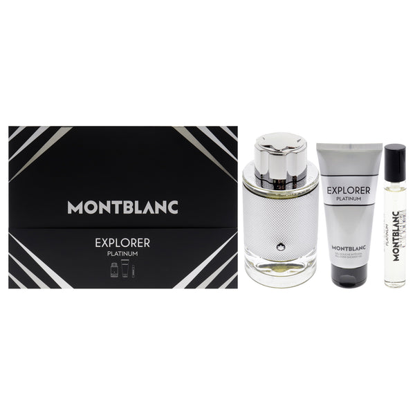 Mont Blanc Explorer Platinum by Mont Blanc for Men - 3 Pc Gift Set 3.3oz EDP Spray, 0.25oz EDP Spray, 3.3oz Shower Gel