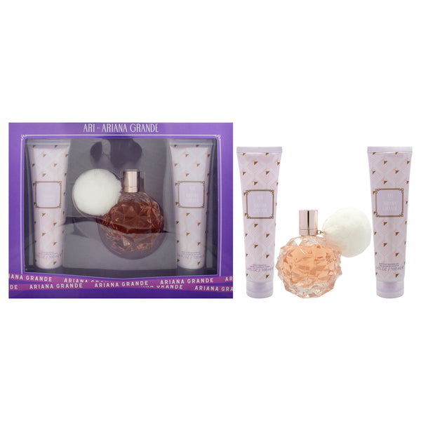 Ariana Grande Ari by Ariana Grande for Women - 3 Pc Gift Set 3.4oz EDP Spray, 3.4oz Bath and Shower Gel, 3.4oz Body Souffle