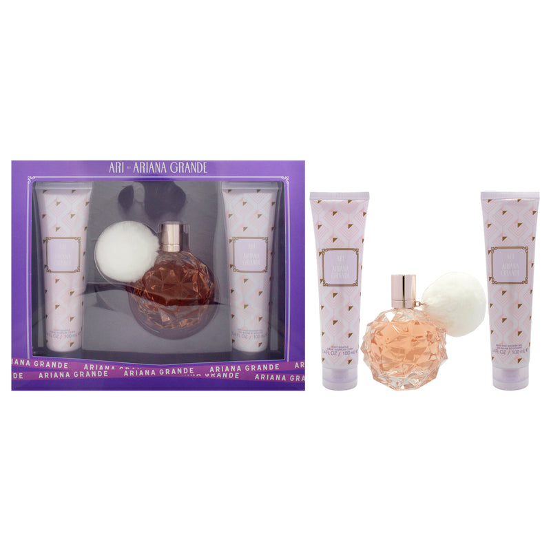 Ariana Grande Ari by Ariana Grande for Women - 3 Pc Gift Set 3.4oz EDP Spray, 3.4oz Bath and Shower Gel, 3.4oz Body Souffle