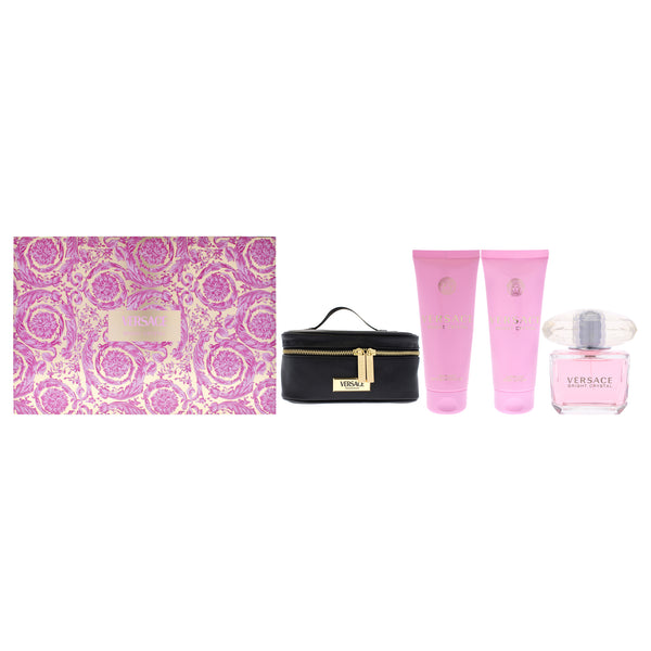 Versace Versace Bright Crystal by Versace for Women - 4 Pc Gift Set 3oz EDT Spray, 3.4oz Body Lotion, 3.4oz Shower Gel, Beauty Case