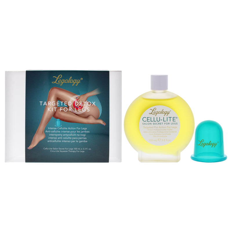 Legology Targeted Detox Kit For Legs by Legology for Women - 2 Pc 3.3oz Cellu Lite Salon Secret For Legs Anti Cellulite Oil, 1 Circu Lite Squeeze Therapy for Legs Massage Cup