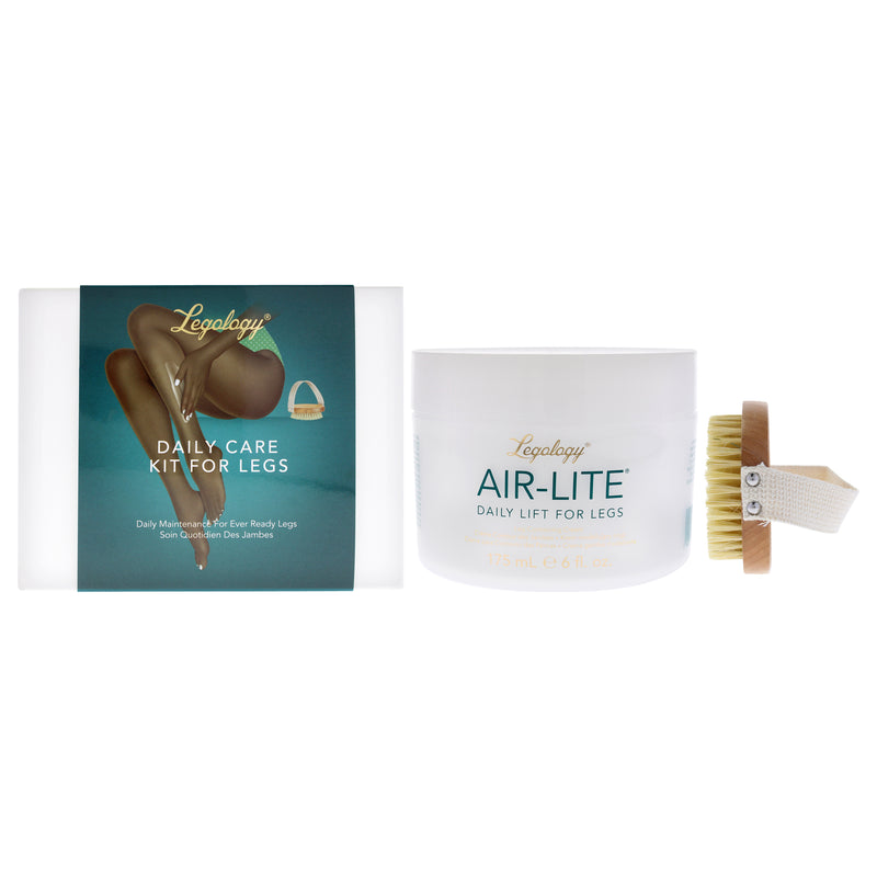 Legology Daily Care Kit For Legs by Legology for Women - 2 Pc 6oz Air Lite Daily Lift for Legs Shaping Cream, 1 Lymph Lite Boom Brush for Body