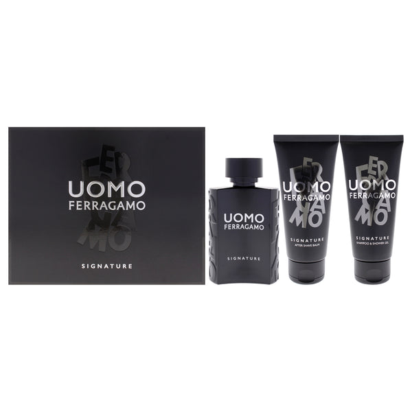 Salvatore Ferragamo Uomo Signature by Salvatore Ferragamo for Men - 3 Pc Gift Set 3.4oz EDP Spray, 3.4oz Shampoo and Shower Gel, 3.4oz After Shave Balm