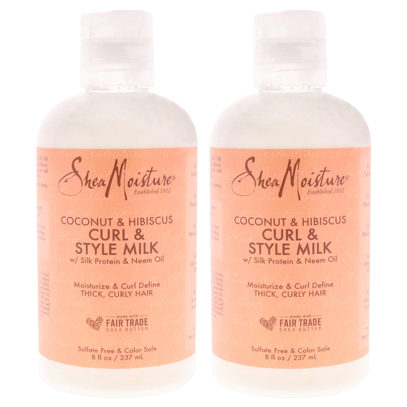 Shea Moisture Coconut & Hibiscus Curl & Style Milk - Pack of 2 by Shea Moisture for Unisex - 8 oz Cream