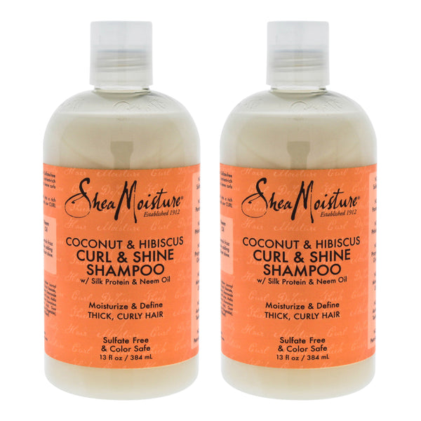 Shea Moisture Coconut & Hibiscus Curl & Shine Shampoo - Pack of 2 by Shea Moisture for Unisex - 13 oz Shampoo