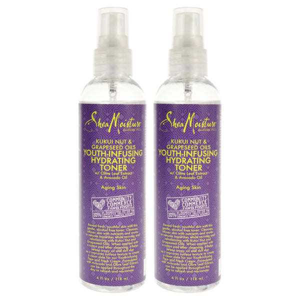 Shea Moisture Kukui Nut & Grapeseed Oils Youth-Infusing Hydrating Toner - Pack of 2 by Shea Moisture for Unisex - 4 oz Toner