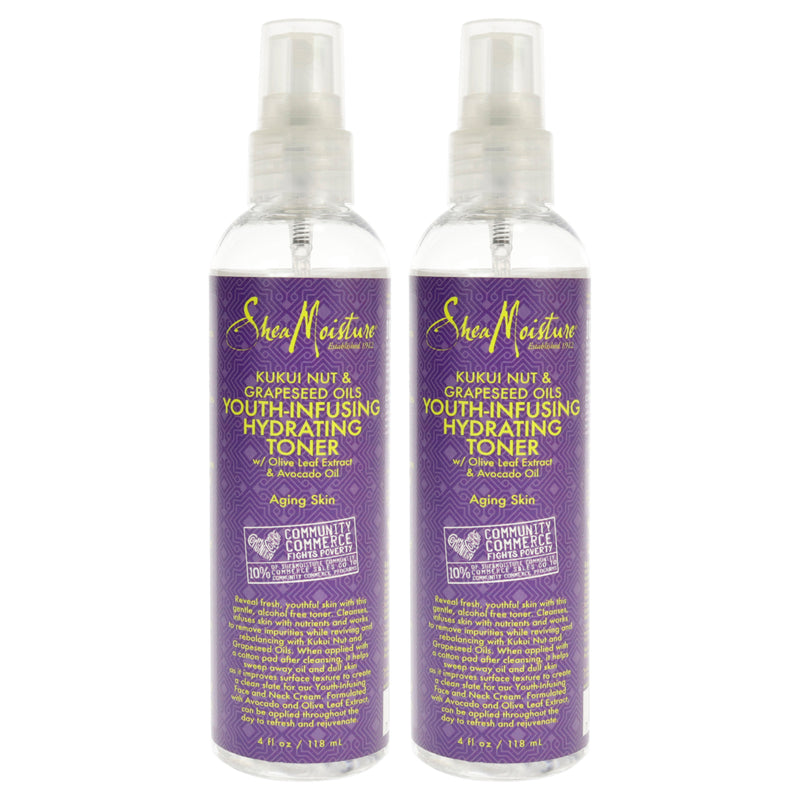 Shea Moisture Kukui Nut & Grapeseed Oils Youth-Infusing Hydrating Toner - Pack of 2 by Shea Moisture for Unisex - 4 oz Toner