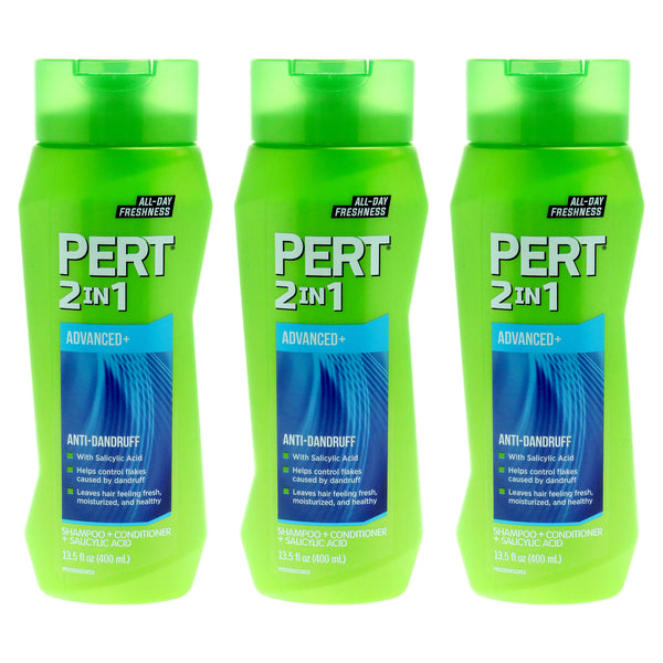 Pert Anti-Dandruff 2 in 1 Shampoo and Conditioner by Pert for Unisex - 13.5 oz Shampoo and Conditioner - Pack of 3