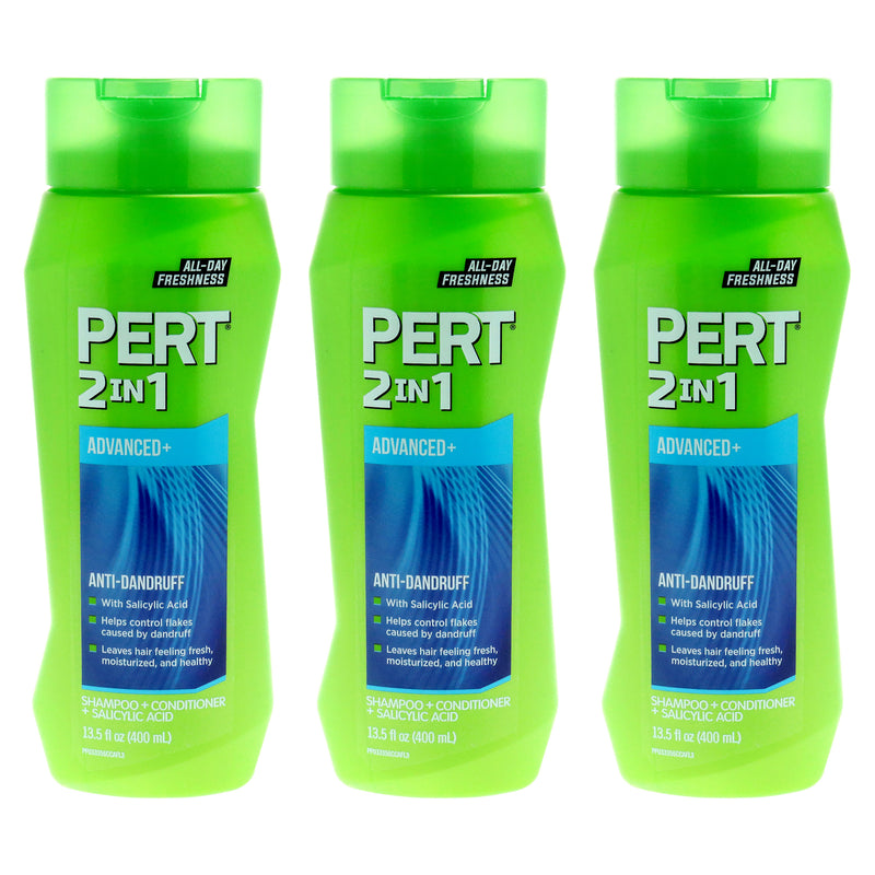 Pert Anti-Dandruff 2 in 1 Shampoo and Conditioner by Pert for Unisex - 13.5 oz Shampoo and Conditioner - Pack of 3