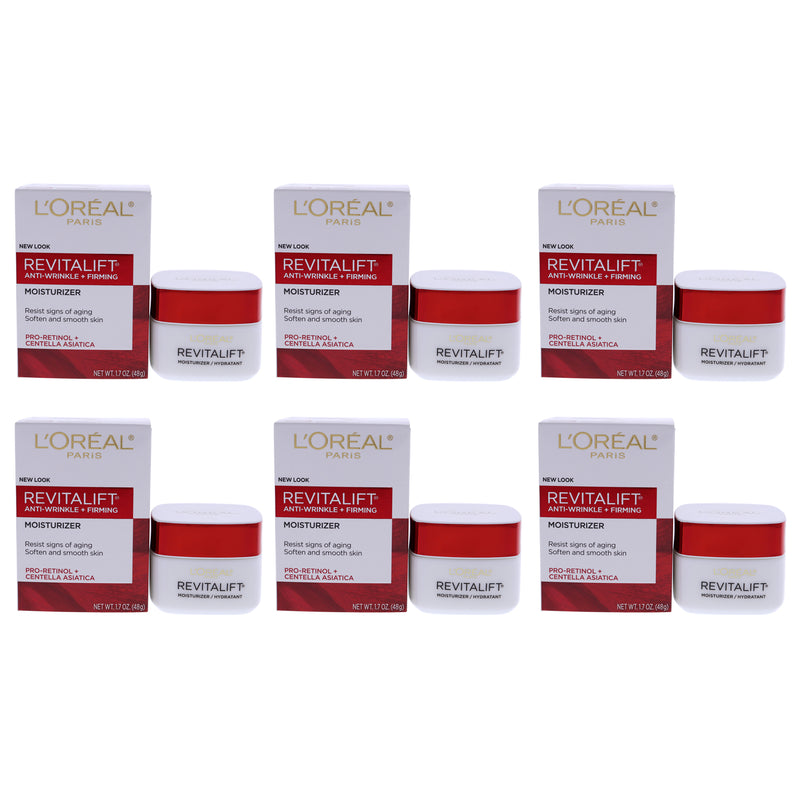 L'Oreal Revitalift Anti-Wrinkle and Firming Moisturizer Cream by LOreal Paris for Unisex - 1.7 oz Cream - Pack of 6