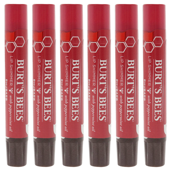 Burt's Bees Lip Shimmer - Rhubarb by Burts Bees for Women - 0.09 oz Lip Balm - Pack of 6