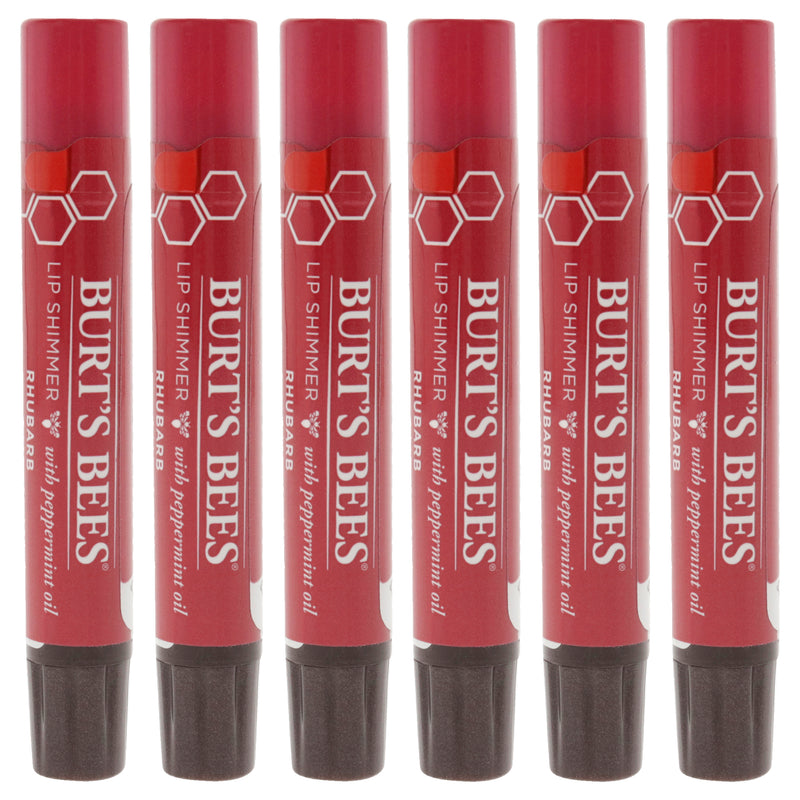 Burt's Bees Lip Shimmer - Rhubarb by Burts Bees for Women - 0.09 oz Lip Balm - Pack of 6